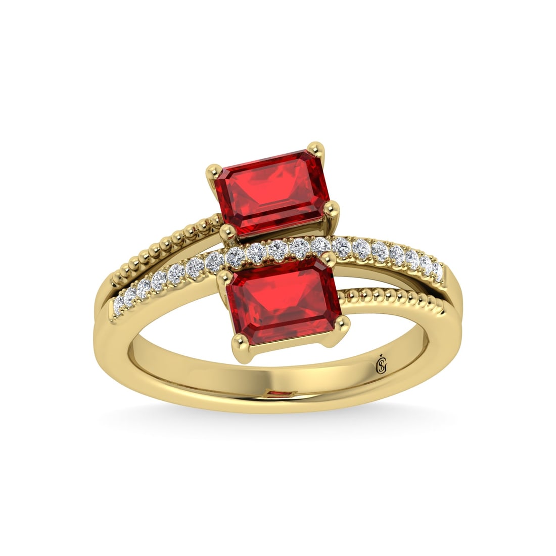 14K Yellow Gold Diamond and Ruby 1 3/8 Ct.Tw. Stackable Band: 14K Yellow Gold Diamond and Ruby 1 3/8 Ct.Tw. Stackable Band 14k Yellow Gold Stone Color: G-h Stone Clarity: I1-i2 Each ring is presented in standard size 6.5. Complimentary resizing is available betw