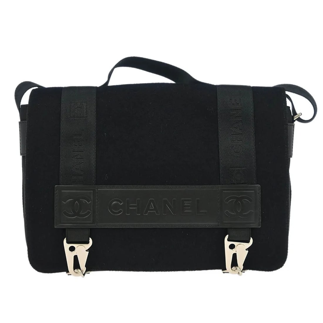 Chanel Sport Line Messenger Flap Bag Black Nylon (1 of 10)