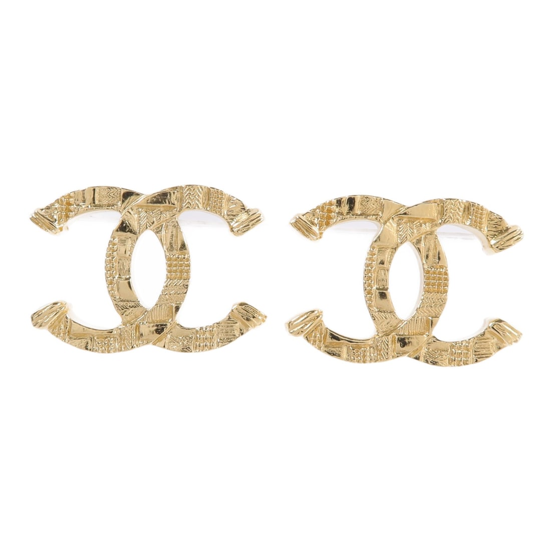 CHANEL CC Metal Earrings Gold Tone B23A (1 of 7)