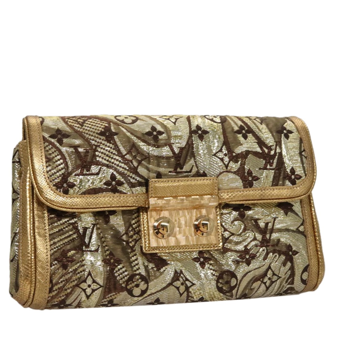 Louis Vuitton M93142 Tari Monogram Canvas Clutch in Gold (1 of 18)