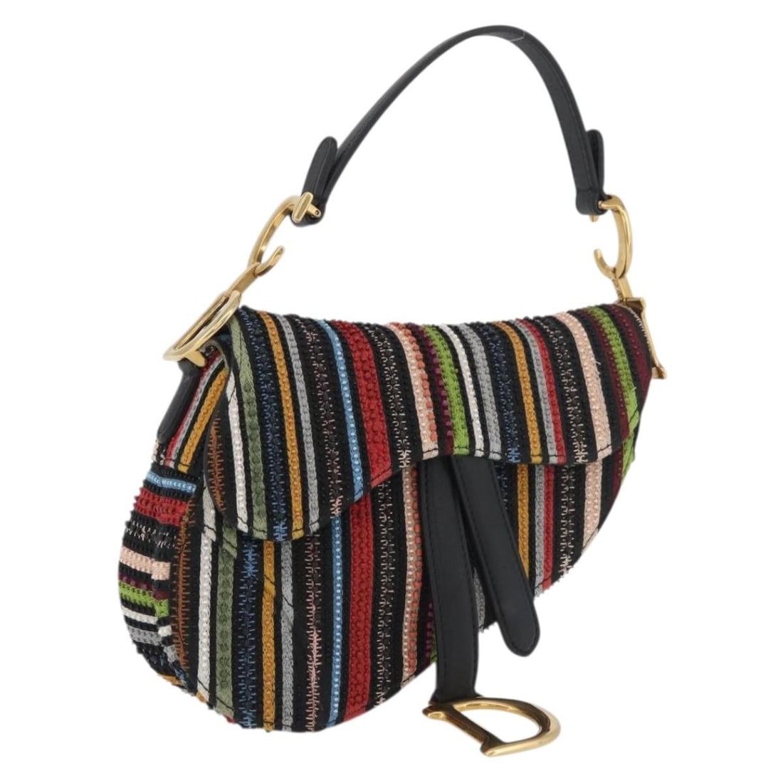 Christian Dior Saddle canvas handbag multicolor gold tone with dust bag (1 of 18)