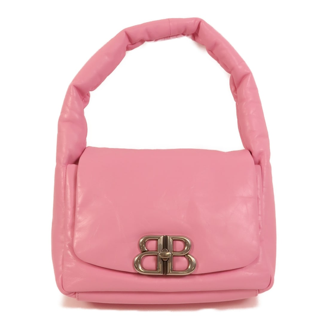Balenciaga Monaco Sling Small Pink Calfskin Handbag SHW: Balenciaga Monaco Sling Small Pink Calfskin Handbag SHW Balenciaga SHW Monaco Sling Small Hand-Turned Bag handbag in pink calfskin (cowhide) leather. Designed for women, it features a turn lock closur