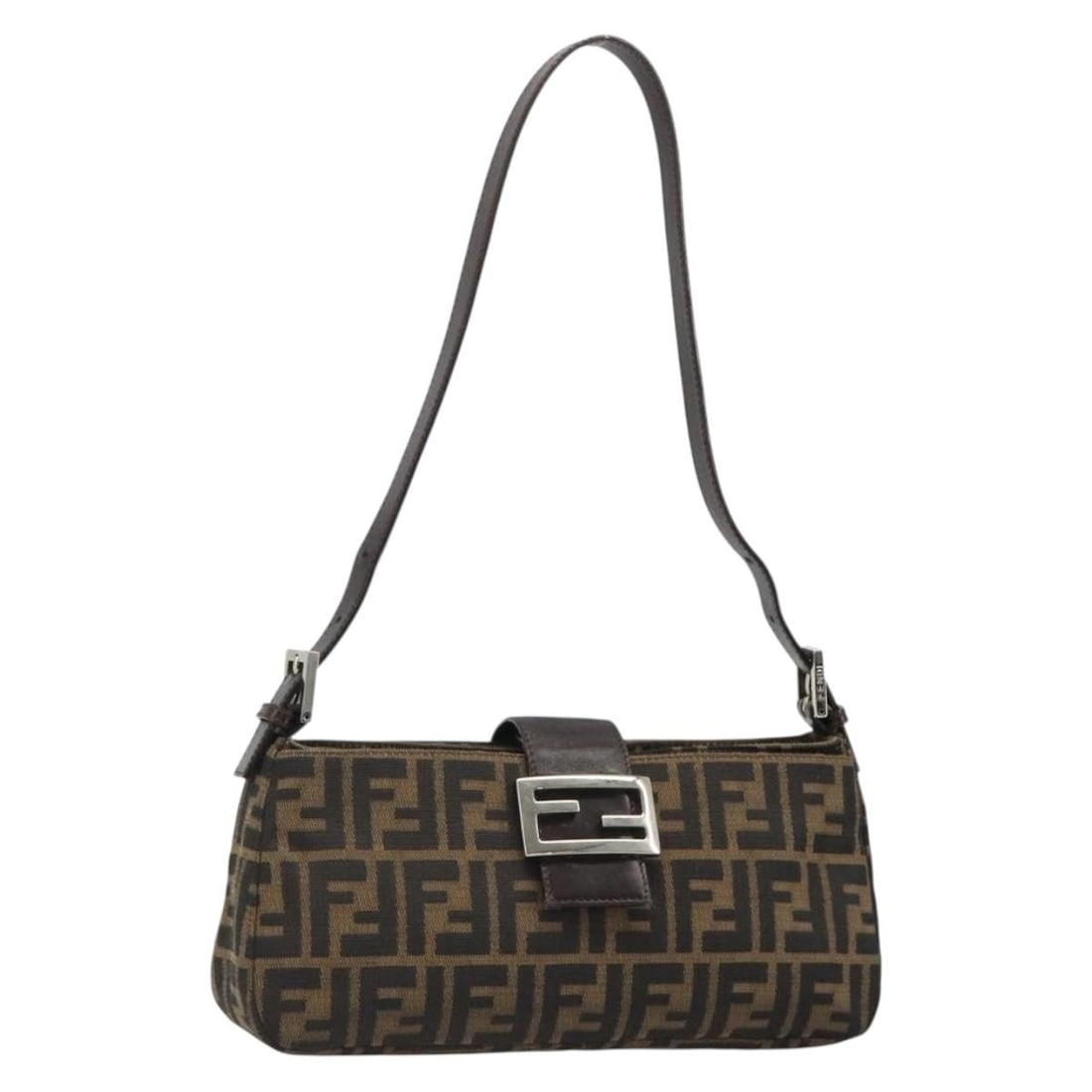 Fendi Mamma Baguette Zucca Canvas Shoulder Bag Black Brown Dust Bag: Fendi Mamma Baguette Zucca Canvas Shoulder Bag Black Brown Dust Bag Fendi Mamma Baguette shoulder bag in black and brown Zucca canvas, made in Italy. It comes with a dust bag and features a shoulder s