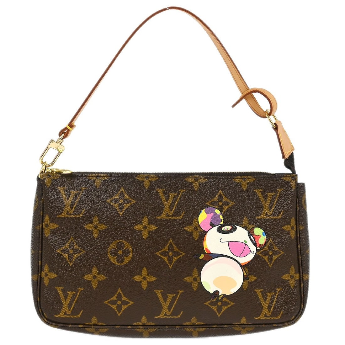 Louis Vuitton Pochette Accessoires M51981 Monogram Panda Shoulder Bag: Louis Vuitton Pochette Accessoires M51981 Monogram Panda Shoulder Bag Louis Vuitton Monogram Panda Pochette Accessoires handbag in brown monogram canvas and leather. This women's top-handle bag featur