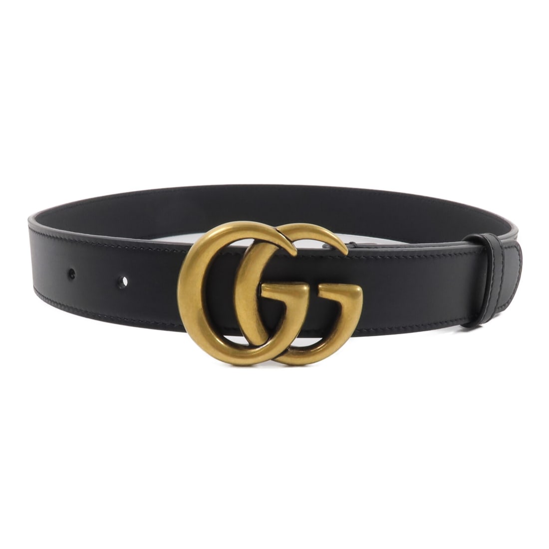 Gucci GG Marmont Black Calfskin Belt 414516 Gold Tone Hardware: Gucci GG Marmont Black Calfskin Belt 414516 Gold Tone Hardware Gucci GG Marmont belt in black calfskin leather, style 414516. It is a women's regular-size belt made in Italy and presented in pristine 