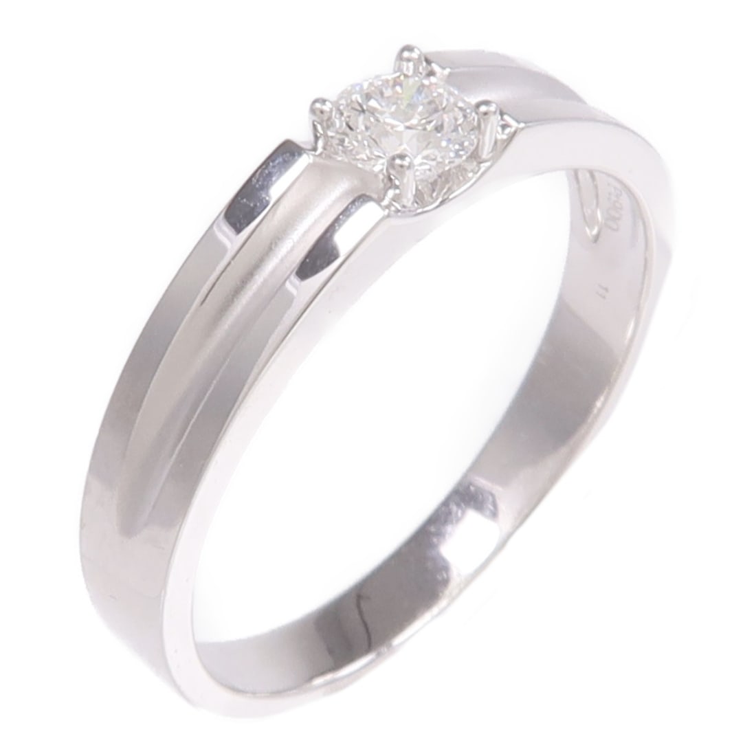 Pt900 Platinum Diamond Ring Size 9 Brand JEWELRY: Pt900 Platinum Diamond Ring Size 9 Brand JEWELRY A women's diamond ring crafted in Pt900 platinum with a clear finish and a 0.29 ct diamond. The ring is size 9 and has a width of 3-4 mm, with a motif 