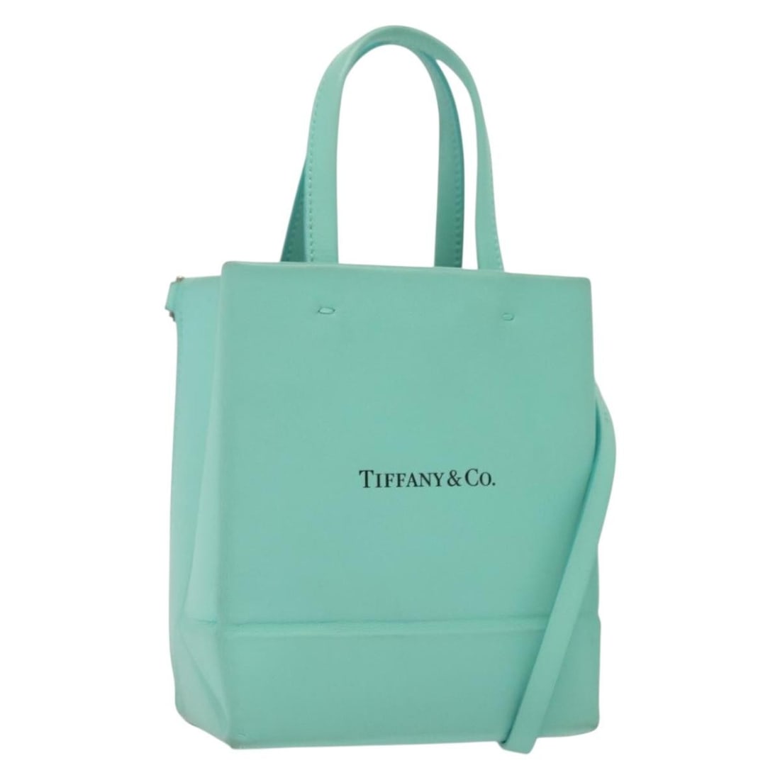 TIFFANY&Co. Turquoise Blue Leather Mini Hand Bag Silver Auth 139063: TIFFANY&Co. Turquoise Blue Leather Mini Hand Bag Silver Auth 139063 This Tiffany & Co. Mini Hand Bag is a chic accessory crafted from high-quality leather. Featuring a vibrant turquoise blue exterior 