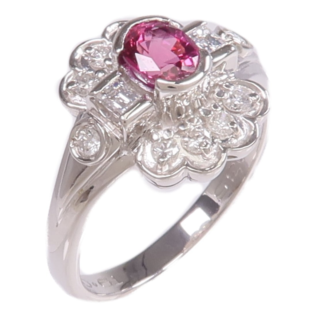 Pt900 Platinum Ruby Diamond Ring US Size 5.75 (1 of 8)
