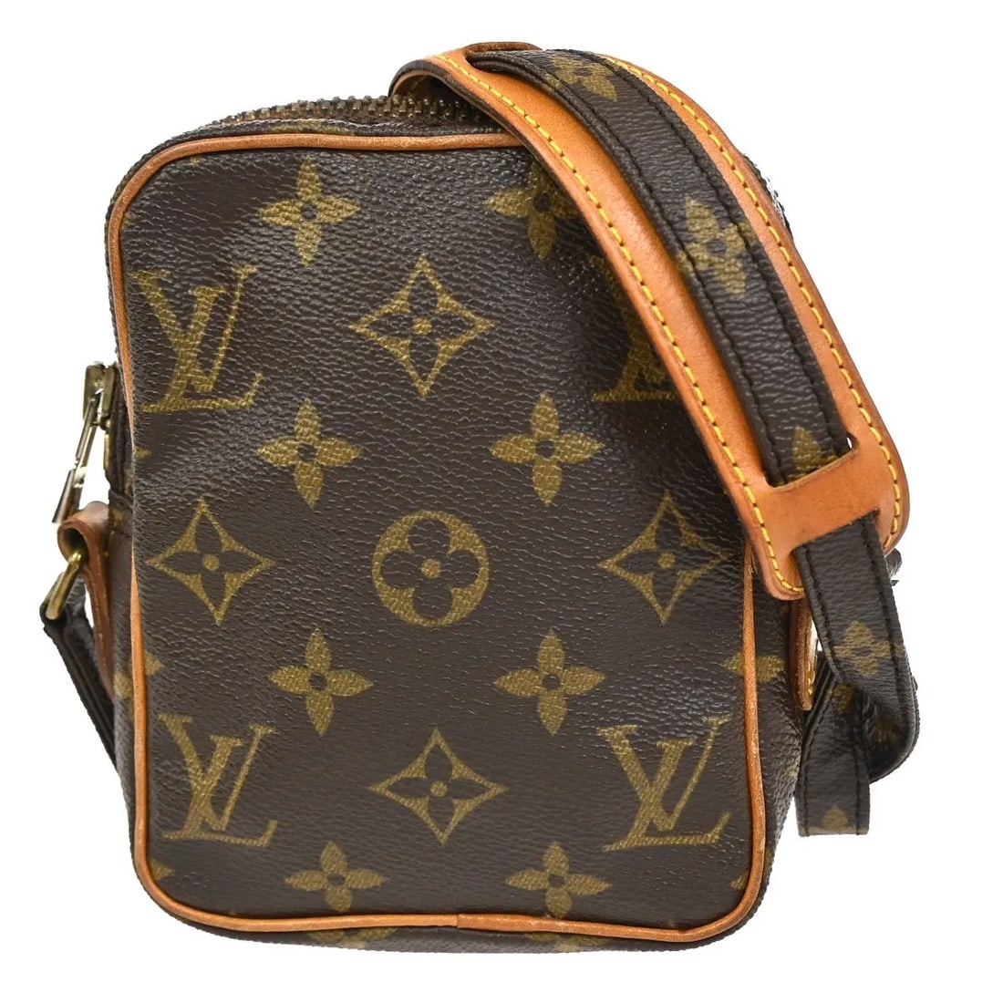 Louis Vuitton Danube Unisex Brown Canvas Crossbody Bag: Louis Vuitton Danube Unisex Brown Canvas Crossbody Bag Louis Vuitton Danube Monogram crossbody bag in brown canvas. This unisex model is made in France and measures 11.5 cm x 15 cm x 4 cm. Condition i
