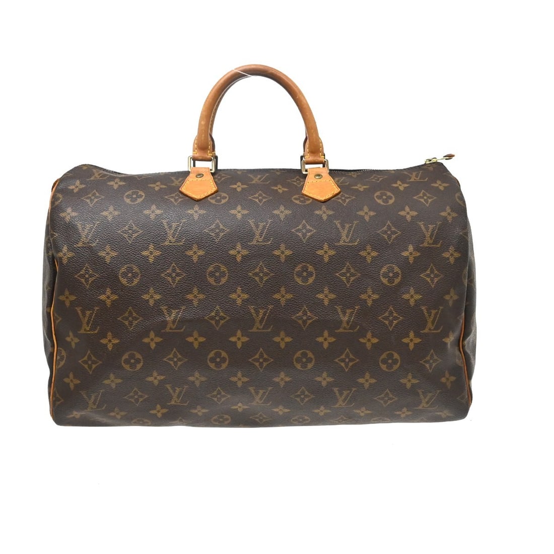 Louis Vuitton Speedy 40 Monogram Canvas Duffle Bag M41522: Louis Vuitton Speedy 40 Monogram Canvas Duffle Bag M41522 Vintage Louis Vuitton Speedy 40 handbag in brown Monogram canvas with leather trim and double handles. This duffle-style handbag features a zi