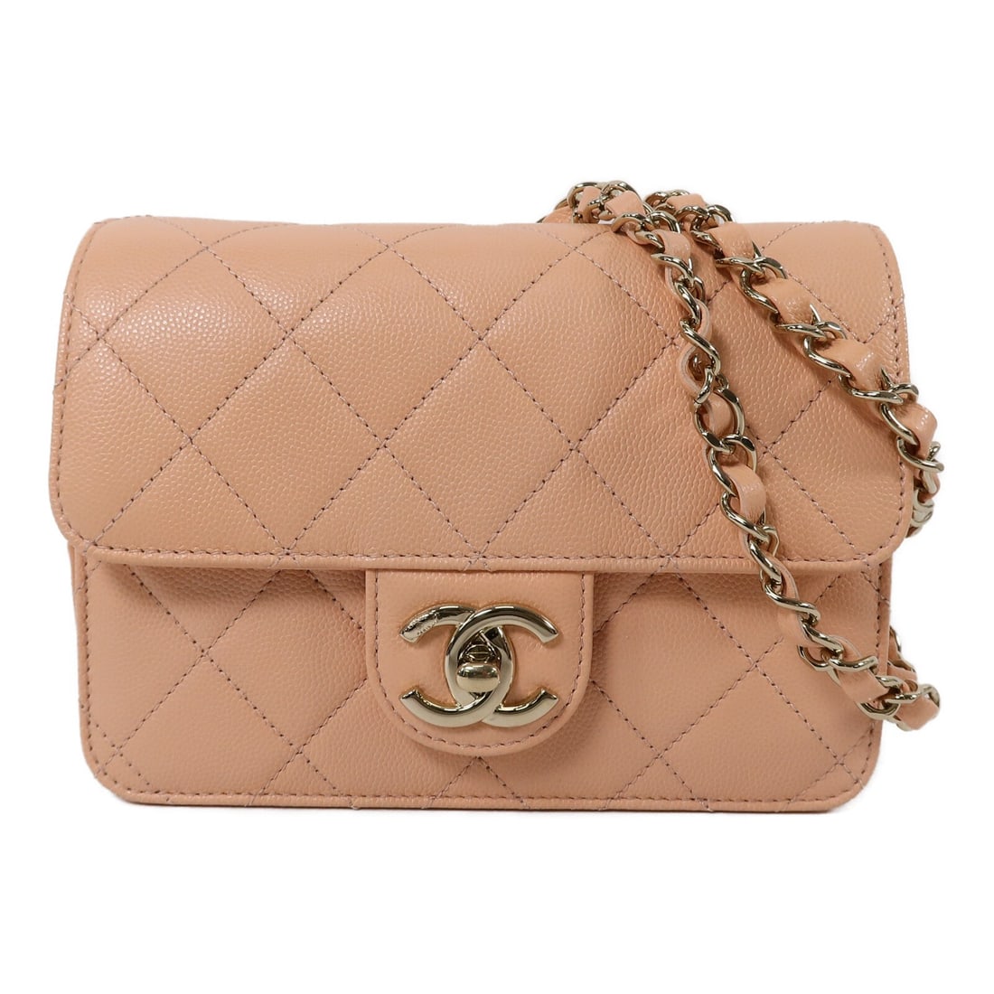 CHANEL AS3002 Mini Flap Shoulder Bag Pink Calfskin CC SHW: CHANEL AS3002 Mini Flap Shoulder Bag Pink Calfskin CC SHW CHANEL CC SHW Mini Flap Bag Chain Shoulder Bag in pink calfskin (cowhide) leather. This women's shoulder bag features a turn lock closure, one