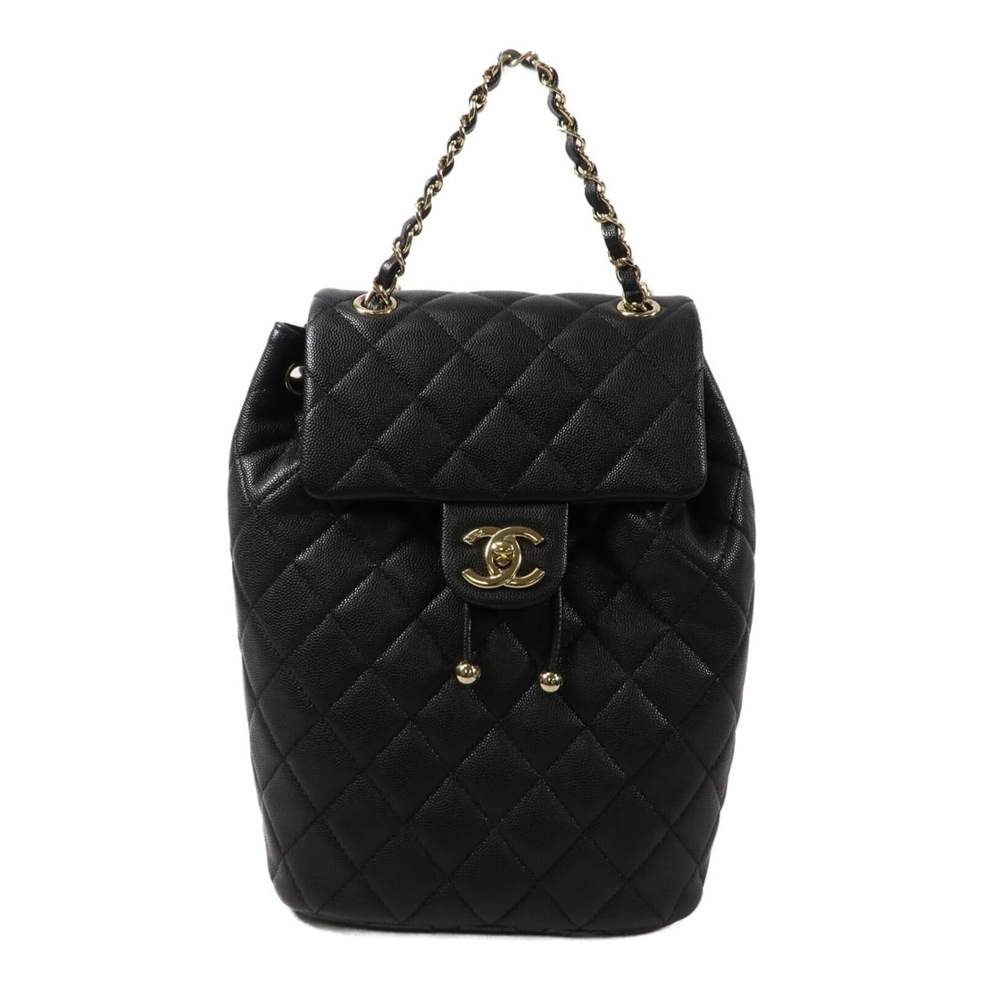 CHANEL AS4059 Black Calfskin Backpack with CC Gold Tone Hardware: CHANEL AS4059 Black Calfskin Backpack with CC Gold Tone Hardware CHANEL rucksack backpack in black calfskin (cowhide) leather, model AS4059. It features a turn lock closure and includes one inside zip
