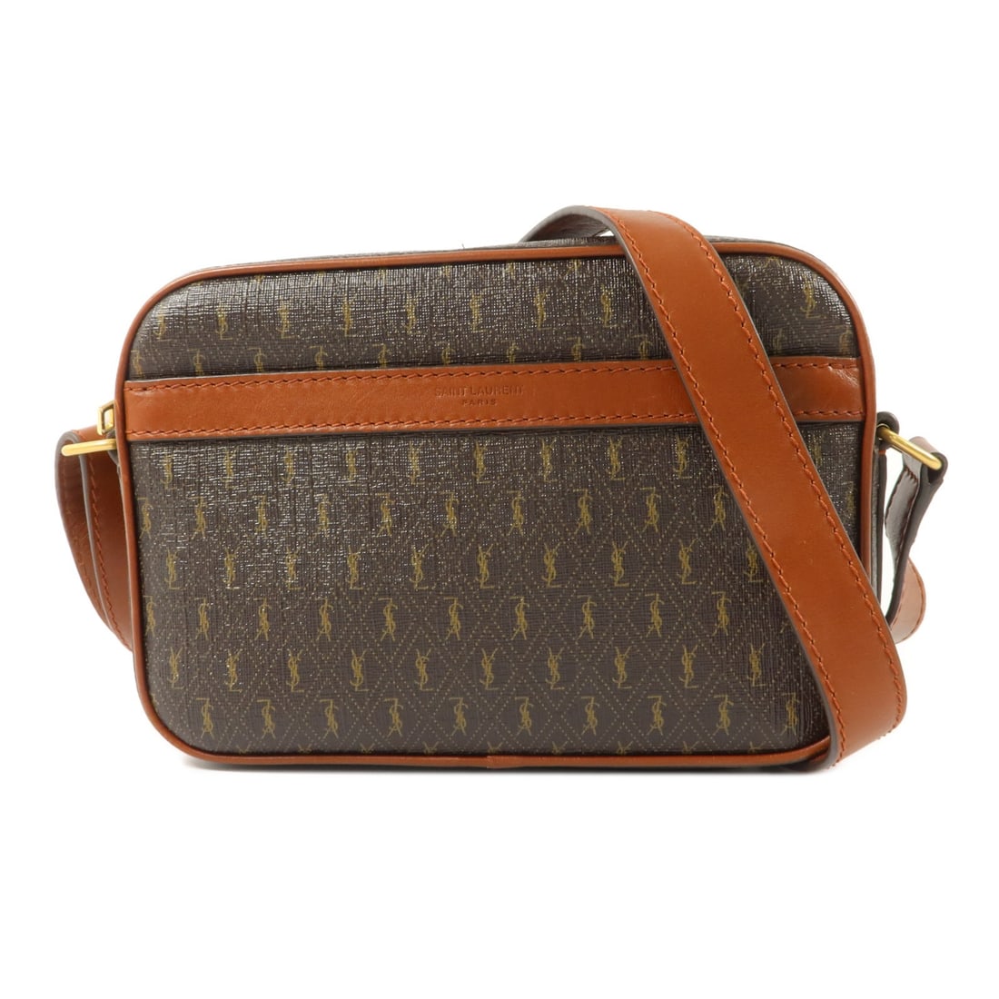 Yves Saint Laurent ARS669957 Brown Coated Canvas Camera Shoulder Bag (1 of 16)
