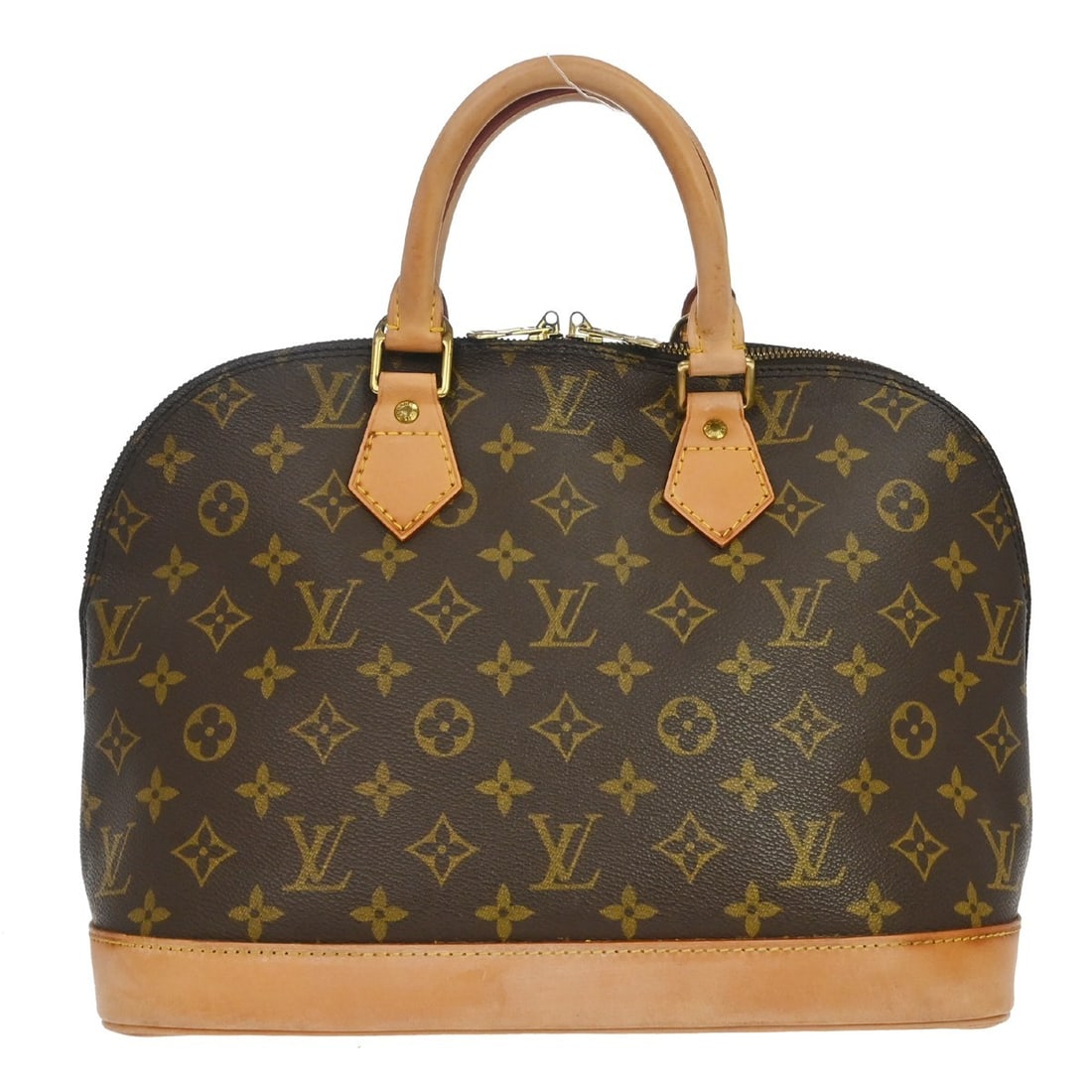Louis Vuitton Alma M51130 Monogram Canvas Top Handle Bag: Louis Vuitton Alma M51130 Monogram Canvas Top Handle Bag Vintage Louis Vuitton Alma handbag in Monogram canvas with leather trim and double handles. This women's medium handbag features a zip closure,