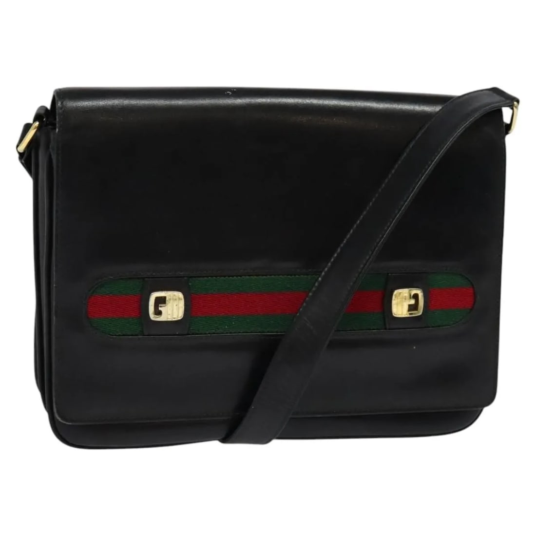 Gucci Sherry Line Black Leather Shoulder Bag: Gucci Sherry Line Black Leather Shoulder Bag This Gucci Sherry line shoulder bag is crafted from black leather and features the classic Sherry line design. Designed for women, it offers a spacious int