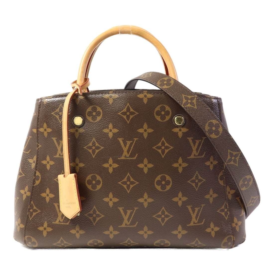Louis Vuitton Montaigne BB M41055 Monogram Shoulder Handbag Brown: Louis Vuitton Montaigne BB M41055 Monogram Shoulder Handbag Brown The Louis Vuitton Montaigne BB is a 2-way shoulder bag in brown monogram and PVC coated canvas, featuring gold-tone hardware. It inclu