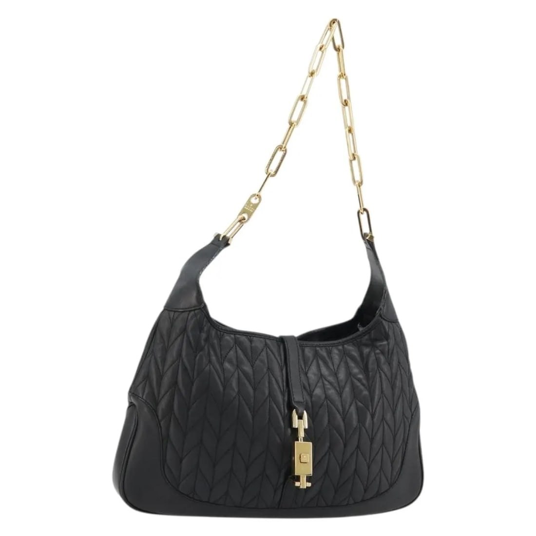 Gucci Vintage Jackie Shoulder Bag Black Leather: Gucci Vintage Jackie Shoulder Bag Black Leather Vintage Jackie Shoulder bag in black leather with a streamlined shoulder silhouette. This unisex piece is presented in very good overall condition, with