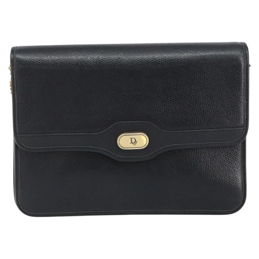 Christian Dior Vintage CD Chain Flap Shoulder Bag Black Leather: Christian Dior Vintage CD Chain Flap Shoulder Bag Black Leather This vintage Christian Dior flap shoulder bag features a black leather exterior with a CD chain strap. Designed for women, it offers a c