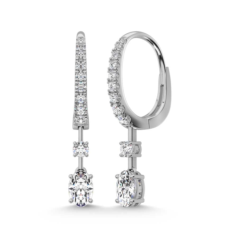 14K White Gold Lab Grown Diamond 1 1/3 Ct.Tw. Hoop Earrings: 14K White Gold Lab Grown Diamond 1 1/3 Ct.Tw. Hoop Earrings Classic 14K white gold hoops adorned with 1 1/3 Ct.Tw. lab-grown diamonds for refined brilliance. 14k White Gold Stone Color: D-f Stone Clar
