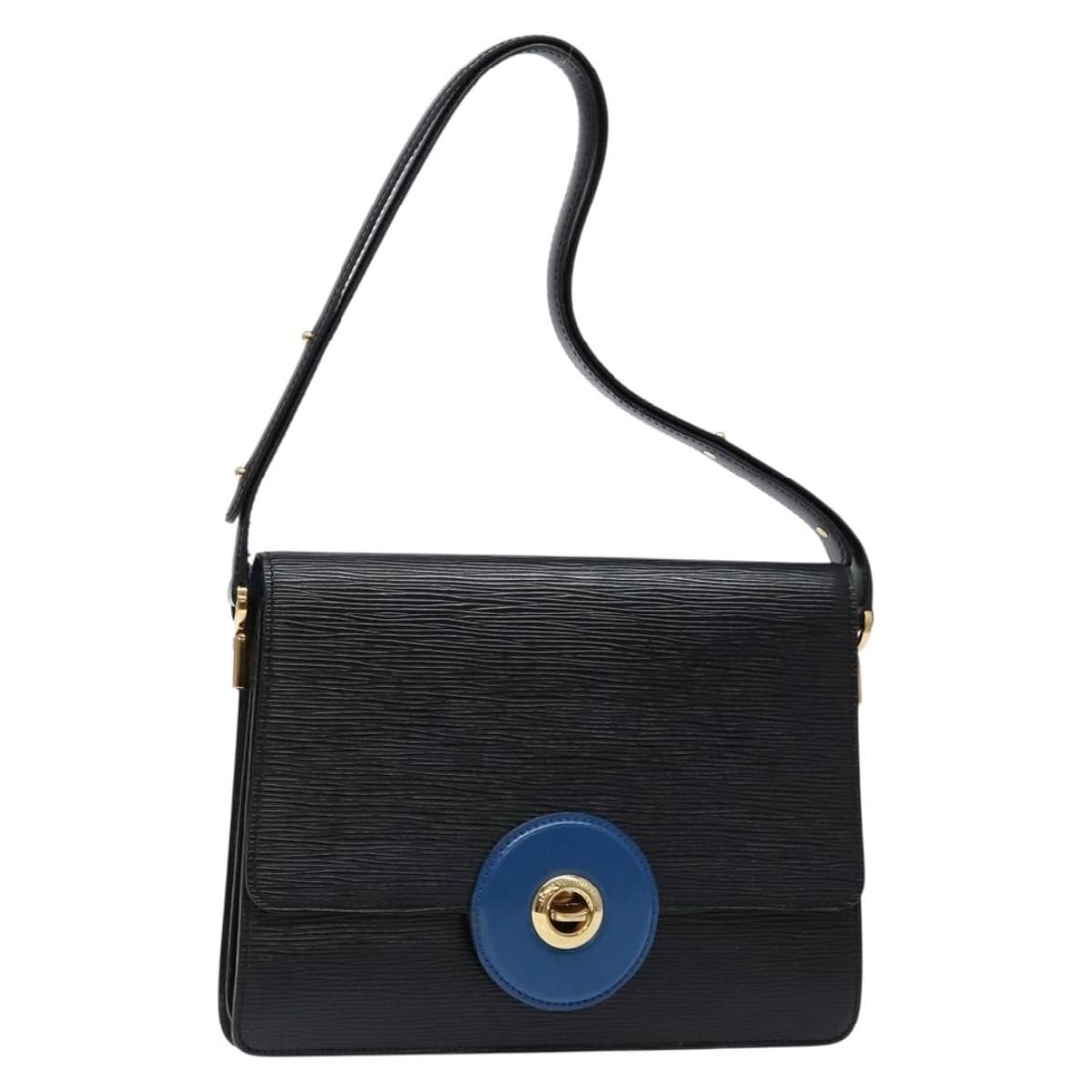 Louis Vuitton M52415 Free Run Epi Shoulder Bag Black Blue: Louis Vuitton M52415 Free Run Epi Shoulder Bag Black Blue Louis Vuitton Epi Bicolor Free Run Shoulder Bag in Black and Blue, crafted from Epi leather and made in France. This women's shoulder bag meas
