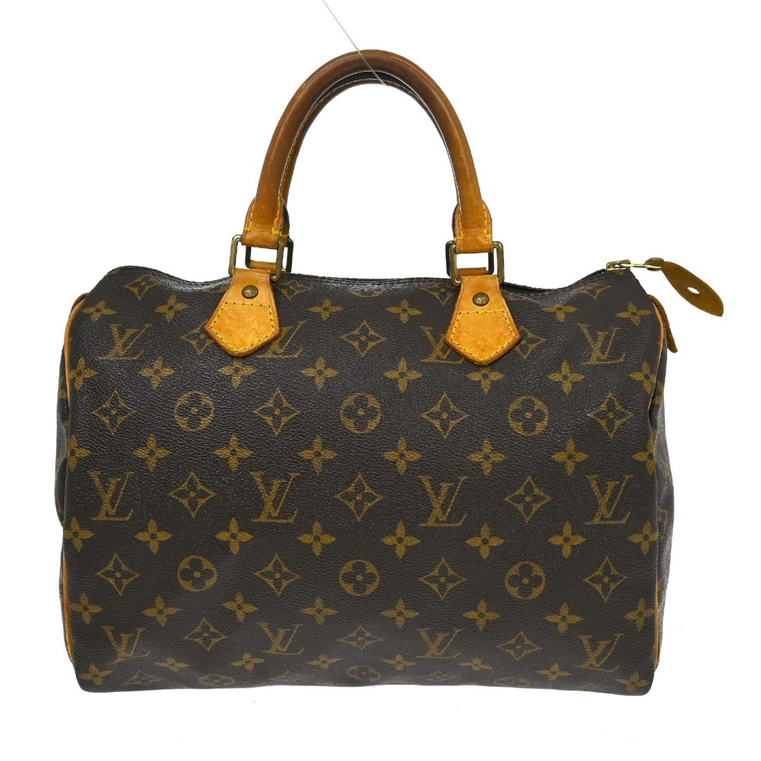 Louis Vuitton Speedy 30 Monogram Canvas Satchel M41526: Louis Vuitton Speedy 30 Monogram Canvas Satchel M41526 Vintage Louis Vuitton Speedy 30 satchel handbag in Monogram canvas with leather double handles and a zip closure. The bag features a brown exteri