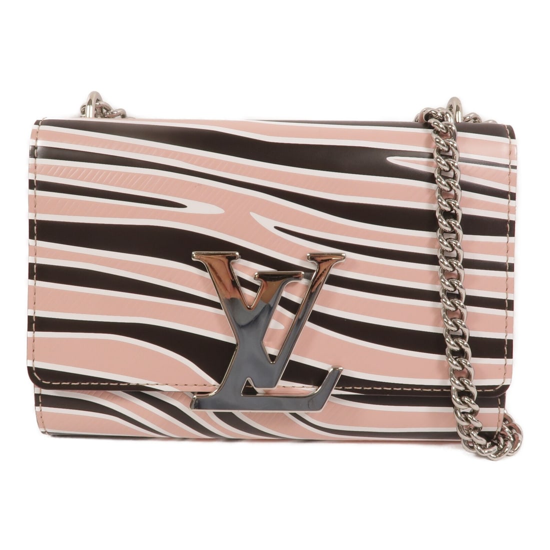 Louis Vuitton Louise MM Pink Epi Calfskin Chain Shoulder Bag M52206: Louis Vuitton Louise MM Pink Epi Calfskin Chain Shoulder Bag M52206 A Louis Vuitton Louise MM chain shoulder bag in pink Epi leather with a chain shoulder strap. The bag is model M52206 and is made fr