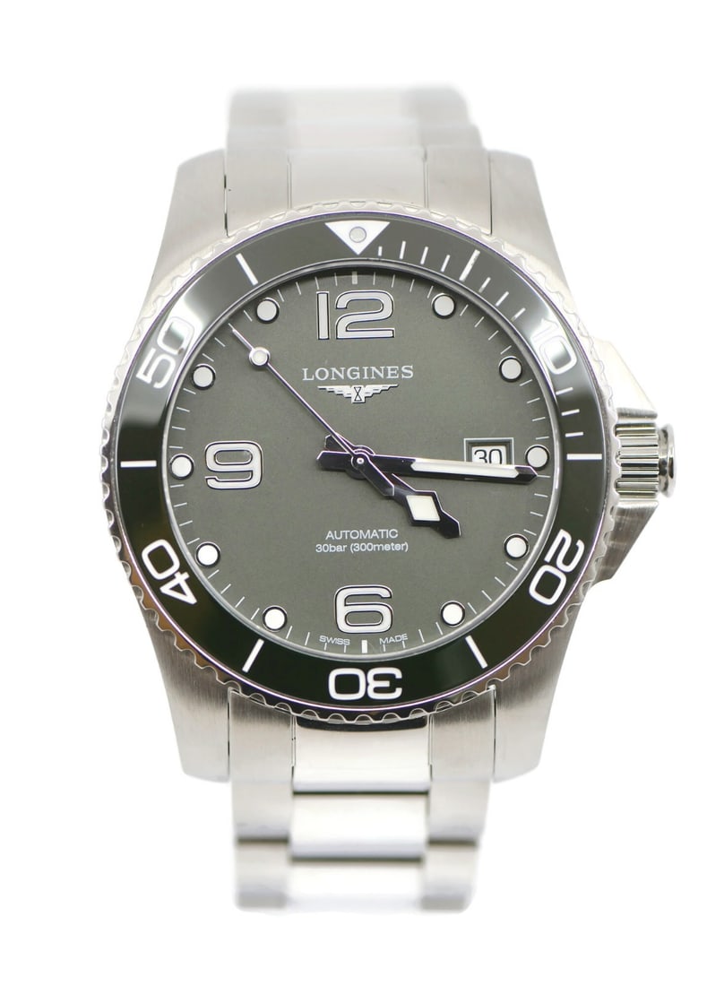 Men's Longines HydroConquest Automatic Green Dial Stainless Steel Wristwatch L3.781.4: Men's Longines HydroConquest Automatic Green Dial Stainless Steel Wristwatch L3.781.4 This Longines Hydro Conquest wristwatch features a stainless steel case and bracelet with a striking green dial. E