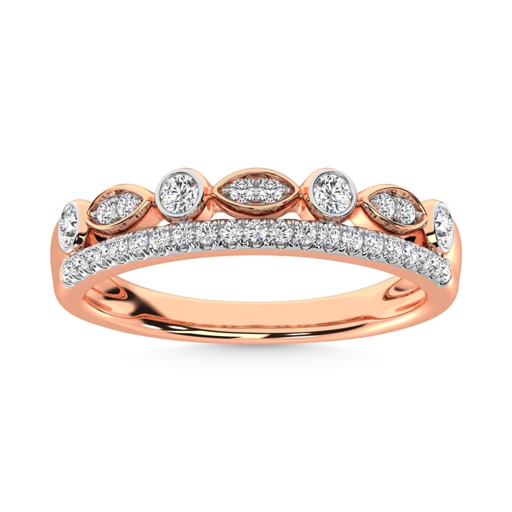14K Rose Gold Diamond 1/3 Ct.Tw. Stackable Ring: 14K Rose Gold Diamond 1/3 Ct.Tw. Stackable Ring 14k Rose Gold Stone Color: G-h Stone Clarity: Si2 Each ring is presented in standard size 6.5. Complimentary resizing is available between sizes 510 (in