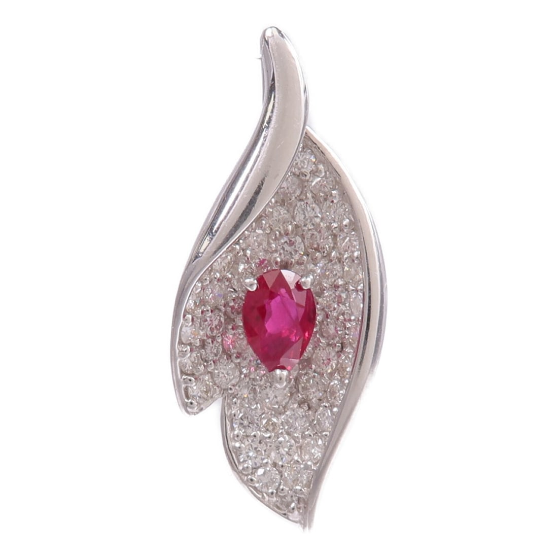 18K White Gold Ruby Diamond Pendant Top 0.50ct 0.81ct (1 of 6)