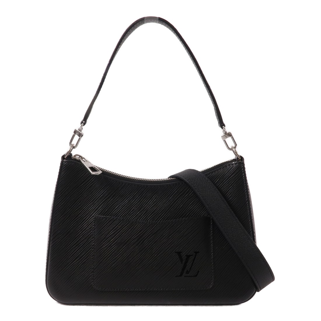 Louis Vuitton Marelle Epi Calfskin 2 Way Bag M80689 Black: Louis Vuitton Marelle Epi Calfskin 2 Way Bag M80689 Black The Louis Vuitton Marelle 2 Way Shoulder Bag is a black handbag in Epi and calfskin (cowhide), presented in very good AB condition. It feature