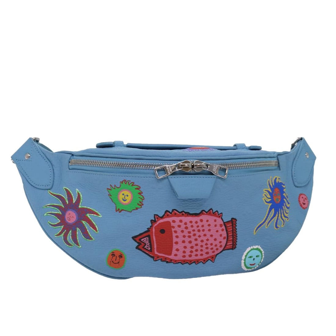 Louis Vuitton M21715 Light Blue Waist Bag with Dust Bag: Louis Vuitton M21715 Light Blue Waist Bag with Dust Bag Louis Vuitton Taurillon Monogram Maxi Bum Bag in light blue, presented as a waist bag. It is made in Spain and comes with a dust bag. The item i