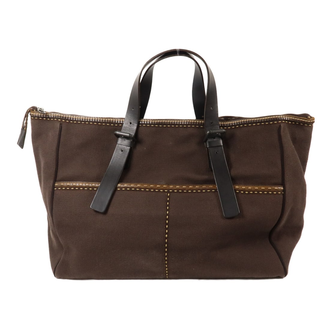 Bottega Veneta BV Traveler Brown Canvas Shoulder Bag: Bottega Veneta BV Traveler Brown Canvas Shoulder Bag Bottega Veneta BV Traveler Bag in brown canvas. The bag features a spacious design with an adjustable shoulder strap and exterior open pockets. It 