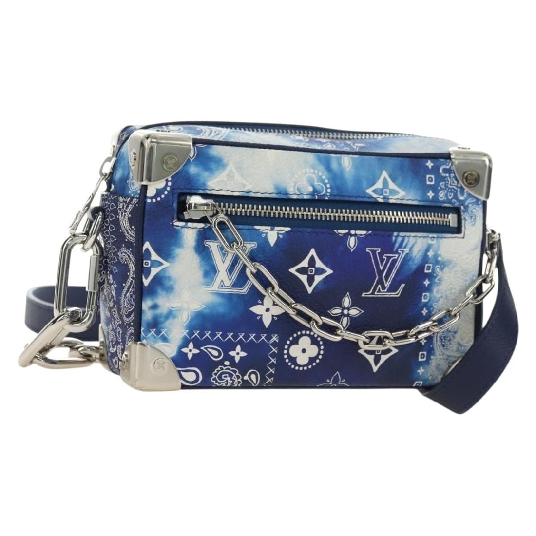 Louis Vuitton M20557 Mini Soft Trunk Shoulder Bag Blue Monogram Canvas: Louis Vuitton M20557 Mini Soft Trunk Shoulder Bag Blue Monogram Canvas This Louis Vuitton Mini Soft Trunk bag is presented in blue Monogram Canvas with a shoulder bag style. It comes with a dust bag a