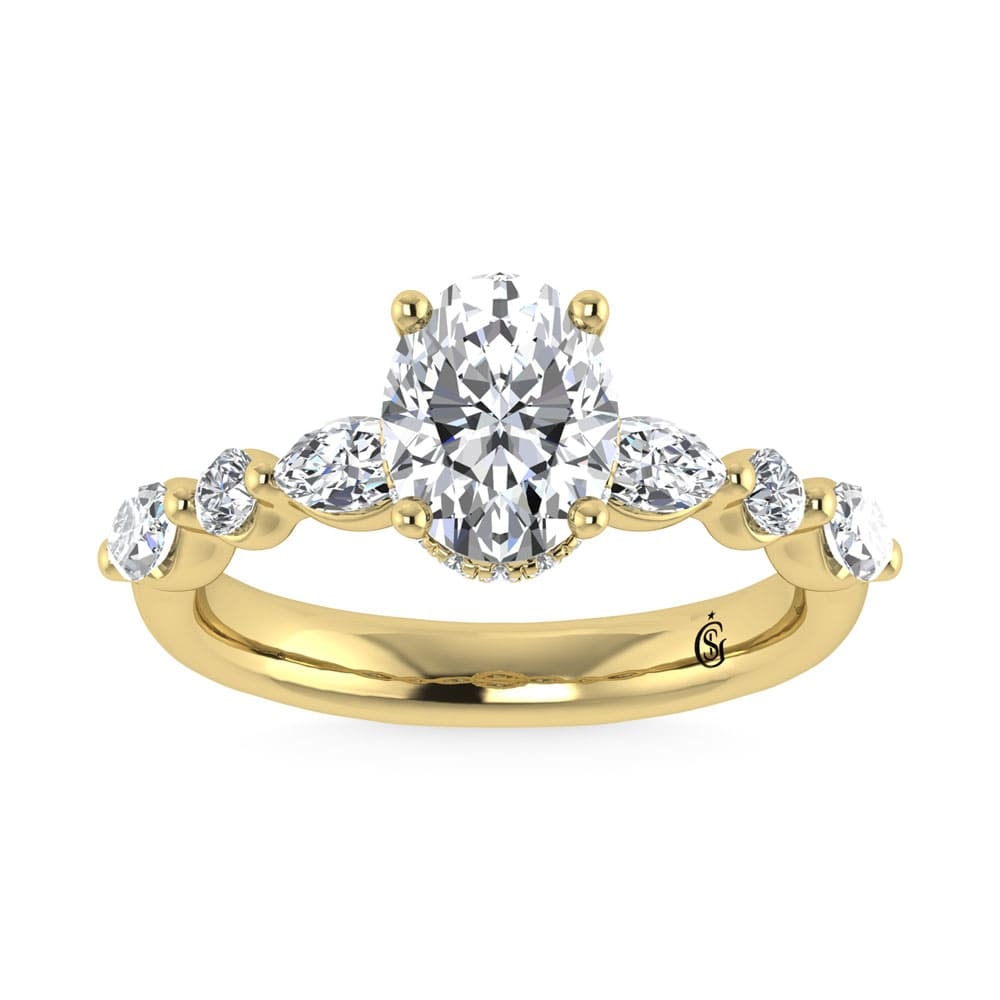 14K Yellow Gold Lab Grown Diamond 2 5/8 Ct.Tw. Marquise and Round Shape Halo Engagement Ring (IGI: 14K Yellow Gold Lab Grown Diamond 2 5/8 Ct.Tw. Marquise and Round Shape Halo Engagement Ring (IGI Certified Center 2ct) 14K Yellow Gold Lab Grown Diamond 2 5/8 Ct.Tw. IGI Certified Marquise and Round 