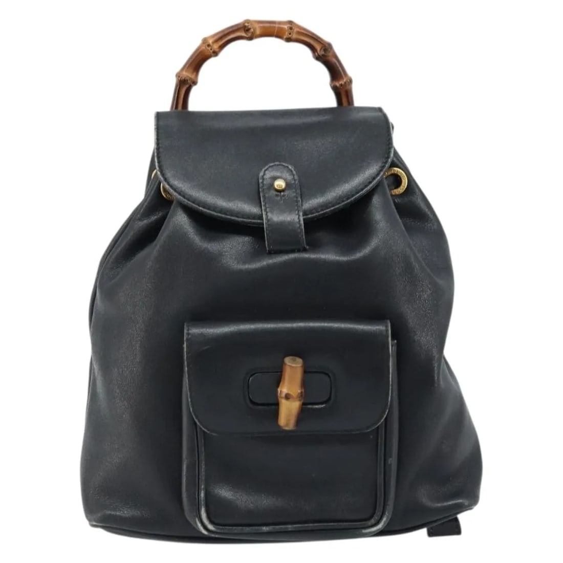 Gucci Vintage Bamboo Black Leather Backpack Made in Italy (1 of 18)