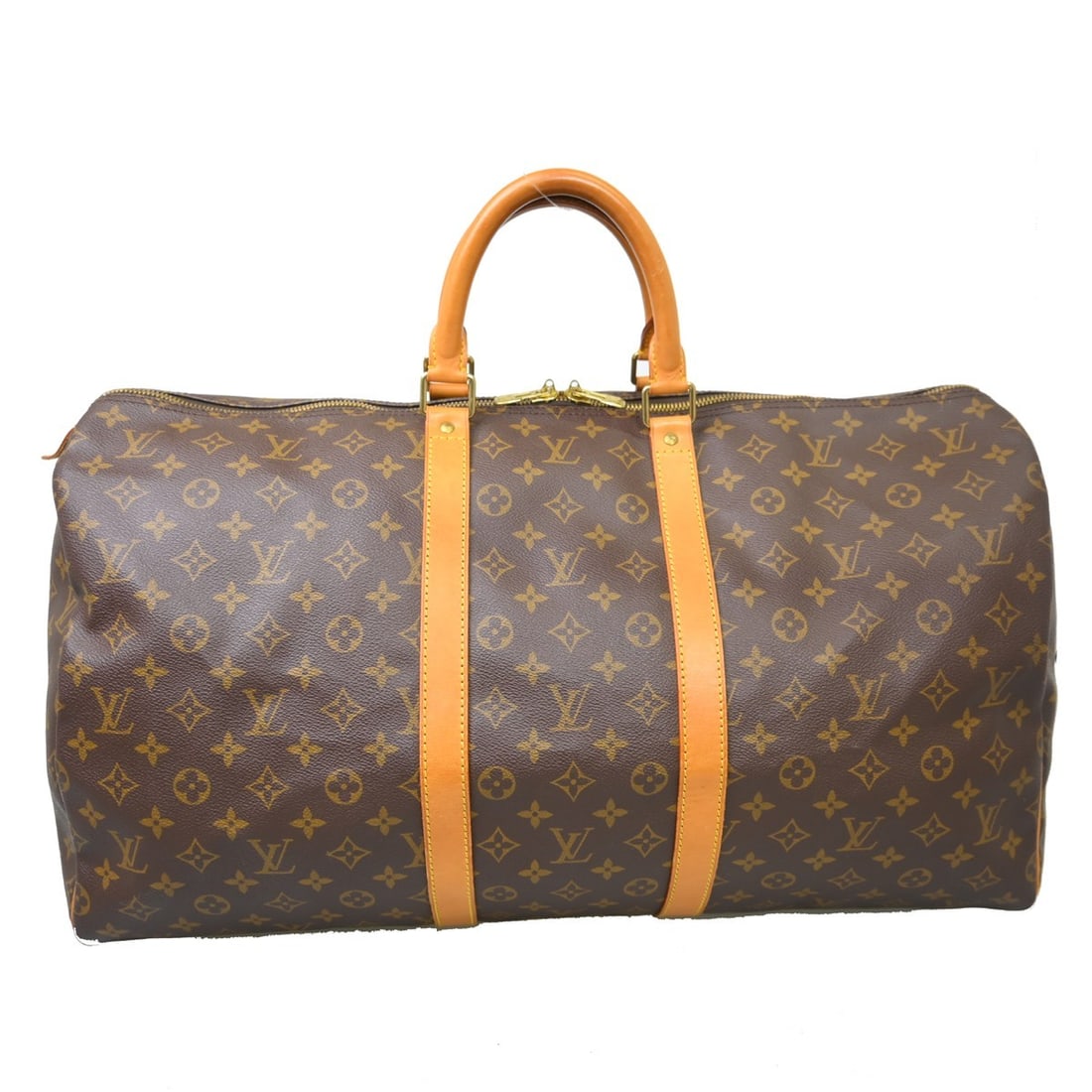Louis Vuitton Keepall 55 Monogram Canvas Duffle Bag M41424: Louis Vuitton Keepall 55 Monogram Canvas Duffle Bag M41424 Vintage Louis Vuitton Keepall 55 travel handbag in Monogram canvas and leather, designed in a duffle style with a zip closure and double hand