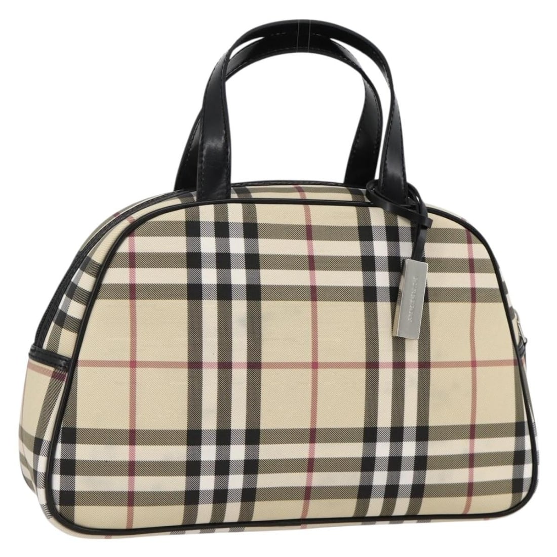 Burberry Nova Check PVC Leather Handbag Beige Silver Dust Bag: Burberry Nova Check PVC Leather Handbag Beige Silver Dust Bag A Burberry Nova Check handbag in beige and silver, made from PVC leather. It comes with a dust bag and was made in Italy. The bag measures