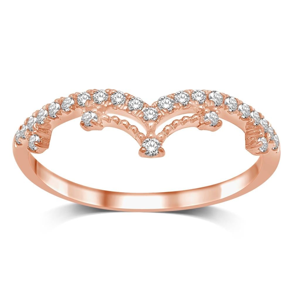 14K Rose Gold 1/5 Ct.Tw. Diamond Stackable Band: 14K Rose Gold 1/5 Ct.Tw. Diamond Stackable Band This beautiful ring is available in 14K Rose Gold. There are 26 round diamonds with a total carat weight of 1/5 Ct.Tw. set in a micro prong / prong sett