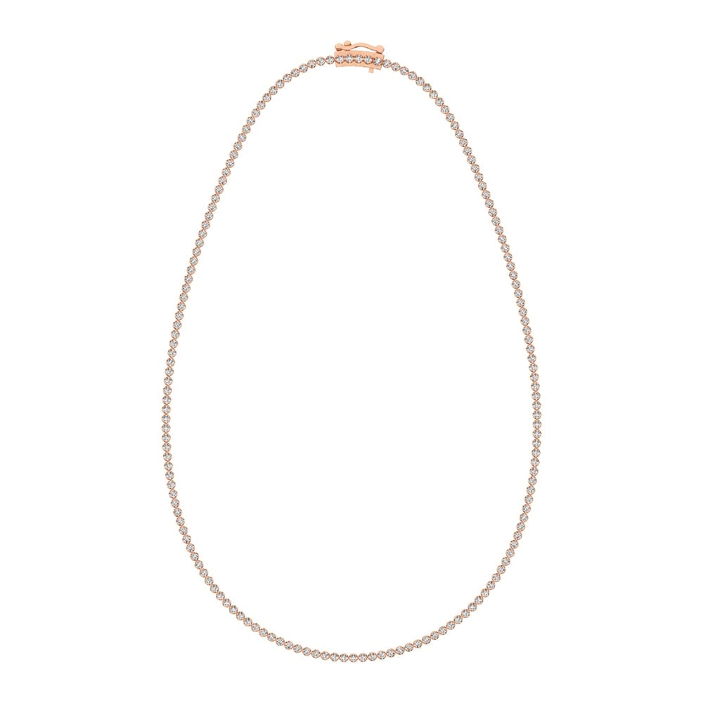 10K Rose Gold 3 3/8 Ct.Tw. Diamond Tennis Necklace (13 inches + 3 inches extender chain): 10K Rose Gold 3 3/8 Ct.Tw. Diamond Tennis Necklace (13 inches + 3 inches extender chain) 10k Rose Gold Stone Color: G-h Stone Clarity: I1 Unless otherwise specified, pendants that include a chain are 