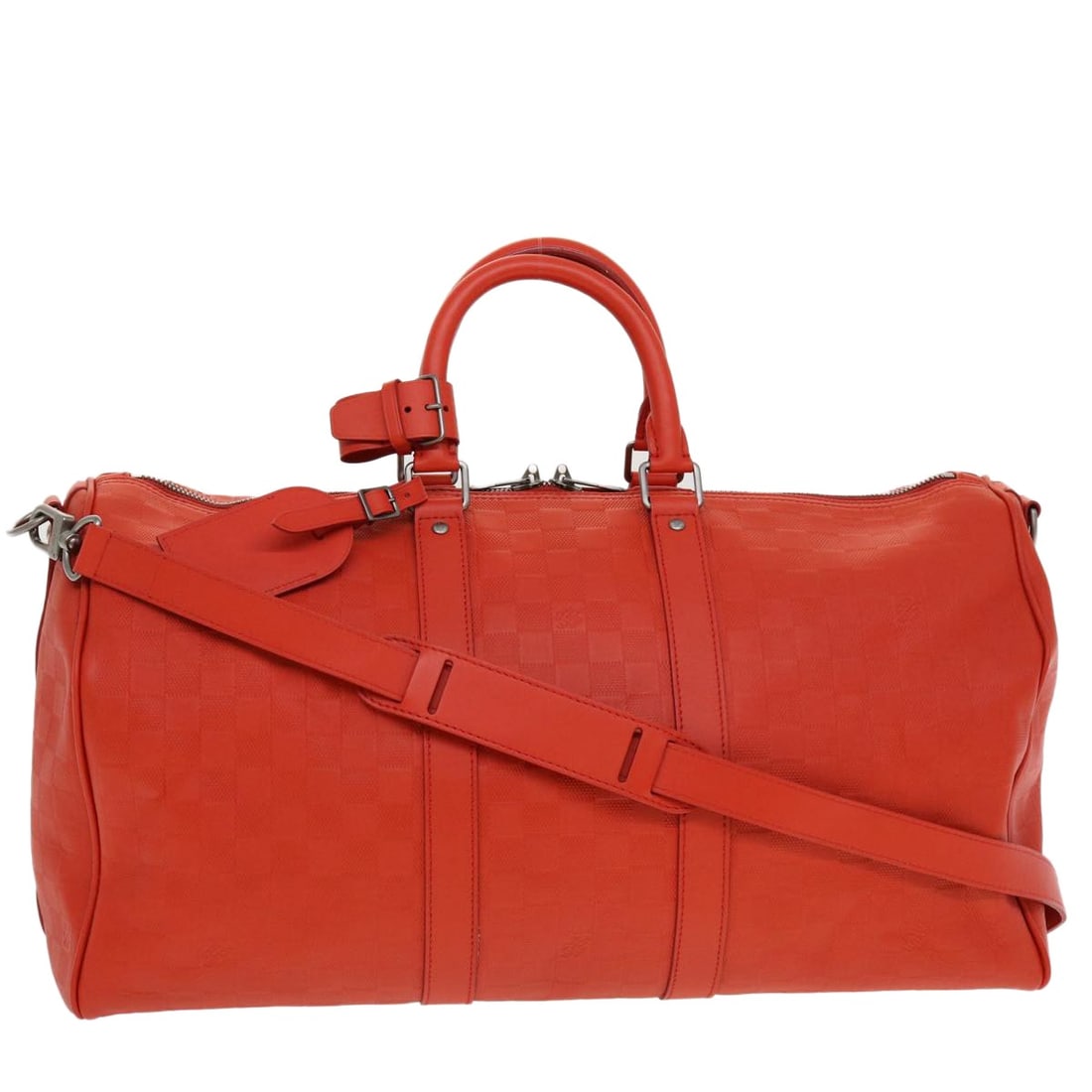 Louis Vuitton Keepall Bandouliere 45 Damier Infini Leather Fusion N41142: Louis Vuitton Keepall Bandouliere 45 Damier Infini Leather Fusion N41142 A Louis Vuitton Damier Infini Keepall Bandouliere 45 in Fusion, presented in Damier Infini leather and styled as a Boston bag. 