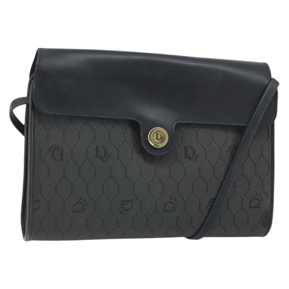 Christian Dior Vintage Honeycomb Flap Shoulder Bag Black PVC: Christian Dior Vintage Honeycomb Flap Shoulder Bag Black PVC This Christian Dior Vintage Honeycomb Flap Crossbody Bag is crafted from coated canvas with PVC material in black. Designed for women, it f