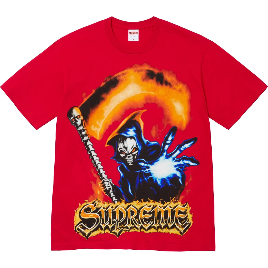 Supreme Grim Reaper Graphic Tee Red XL: Supreme Grim Reaper Graphic Tee Red XL This Supreme Grim Reaper Red Tee is an authentic piece, offered in an extra large size. The t-shirt is in un-used and unworn condition, making it a desirable add
