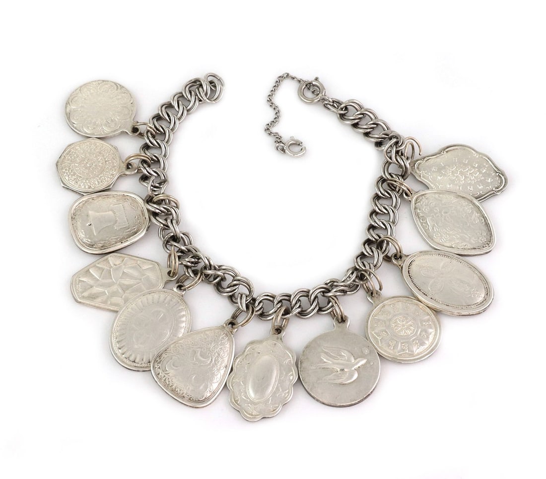 Towle Sterling Silver Christmas Charm Bracelet with 12 Reversible Charms (1 of 6)