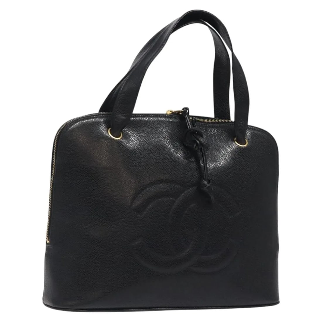 Chanel Vintage Dome CC Bag Black Calfskin 35cm x 26cm x 10cm: Chanel Vintage Dome CC Bag Black Calfskin 35cm x 26cm x 10cm This Chanel Vintage CC Dome Bag is crafted from durable black calfskin leather and features the iconic CC detail. Designed for women, the b