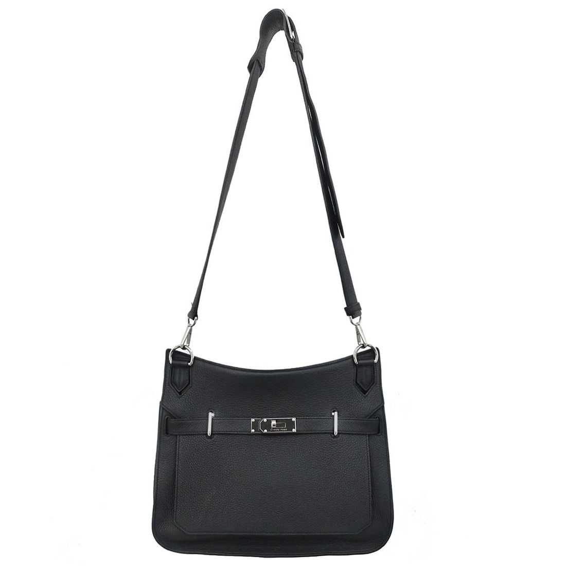 Hermes Jypsiere 34 Black Taurillon Clemence Crossbody Bag: Hermes Jypsiere 34 Black Taurillon Clemence Crossbody Bag Hermes Jypsiere 34 shoulder bag in black Taurillon Clemence leather with a flap turn-lock closure and adjustable, detachable crossbody strap. 