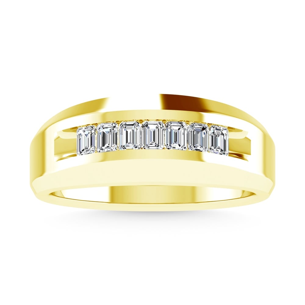 14K Yellow Gold Diamond 5/8 Ct.Tw. Mens Wedding Band: 14K Yellow Gold Diamond 5/8 Ct.Tw. Mens Wedding Band 14k Yellow Gold Stone Color: G-h Stone Clarity: Si2 Each ring is presented in standard size 6.5. Complimentary resizing is available between sizes 