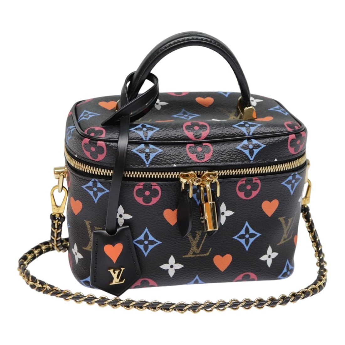 Louis Vuitton M57482 Game On Vanity PM Black Monogram Canvas Handbag: Louis Vuitton M57482 Game On Vanity PM Black Monogram Canvas Handbag Louis Vuitton Monogram Game On Vanity PM handbag in black Monogram Multicolor Canvas, made in Italy. This women's handbag comes wit