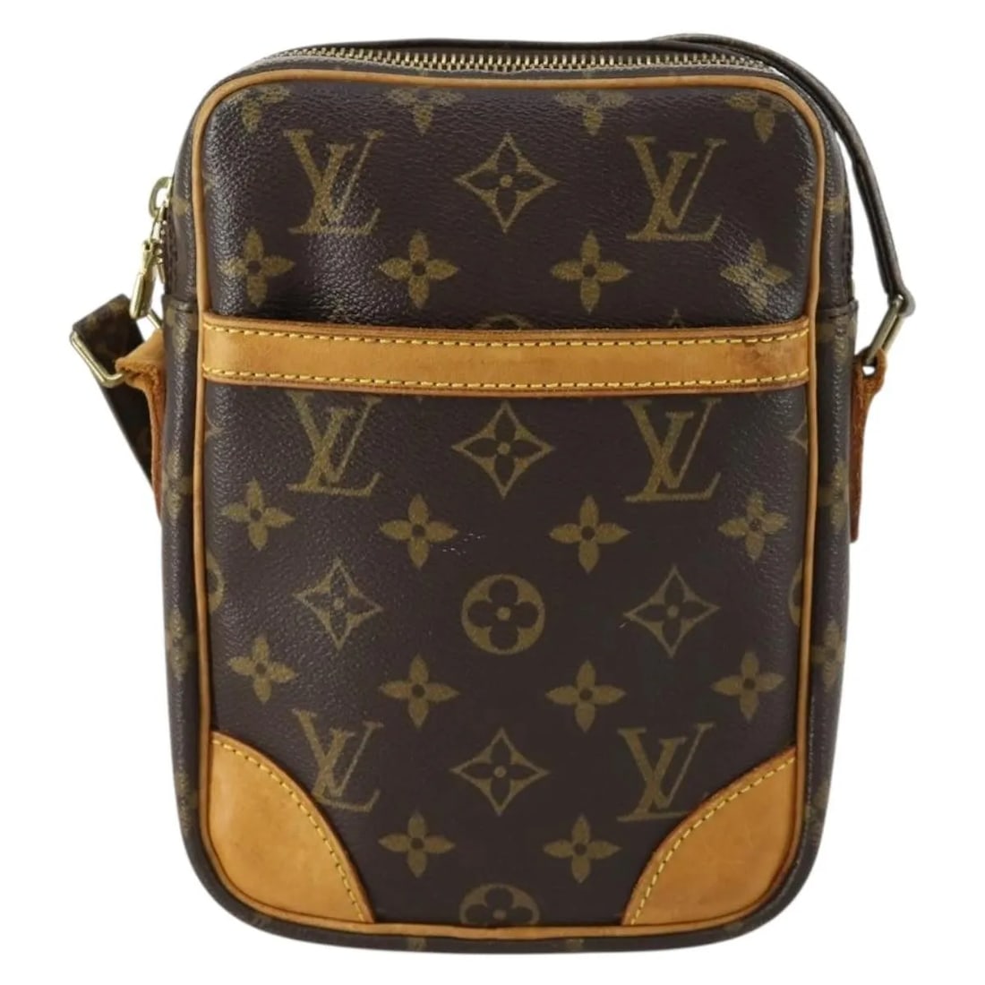 Louis Vuitton Danube Shoulder Bag in Brown Monogram Canvas: Louis Vuitton Danube Shoulder Bag in Brown Monogram Canvas The Louis Vuitton Danube handbag features the signature monogram canvas in brown and is designed for women. This classic bag is crafted in Fr