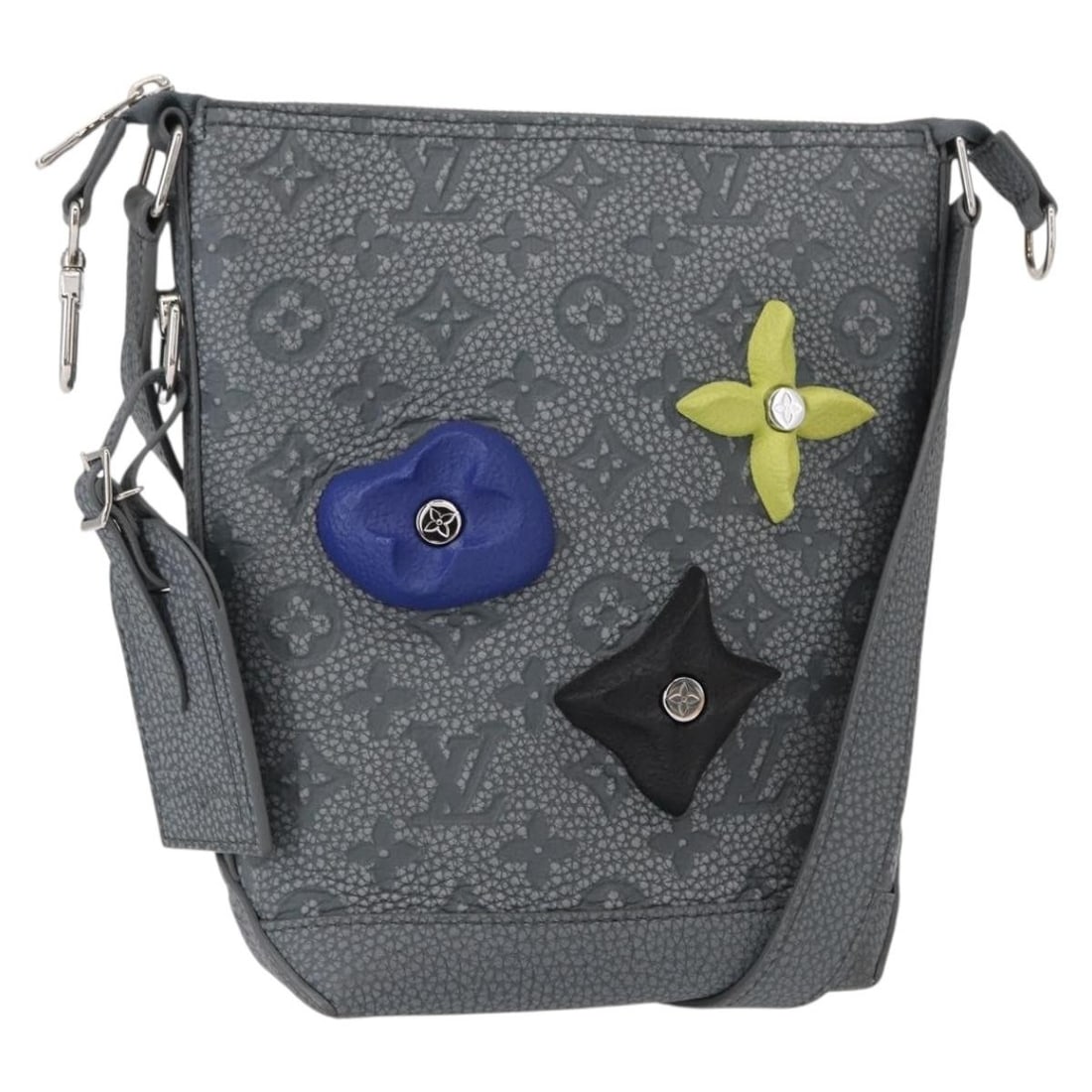 Louis Vuitton M20875 Taurillon PM Gray Shoulder Bag with Dust Bag: Louis Vuitton M20875 Taurillon PM Gray Shoulder Bag with Dust Bag A Louis Vuitton Taurillon Climbing Hobo Cruiser PM shoulder bag in gray. It is made in Spain and comes with a dust bag. The bag is des