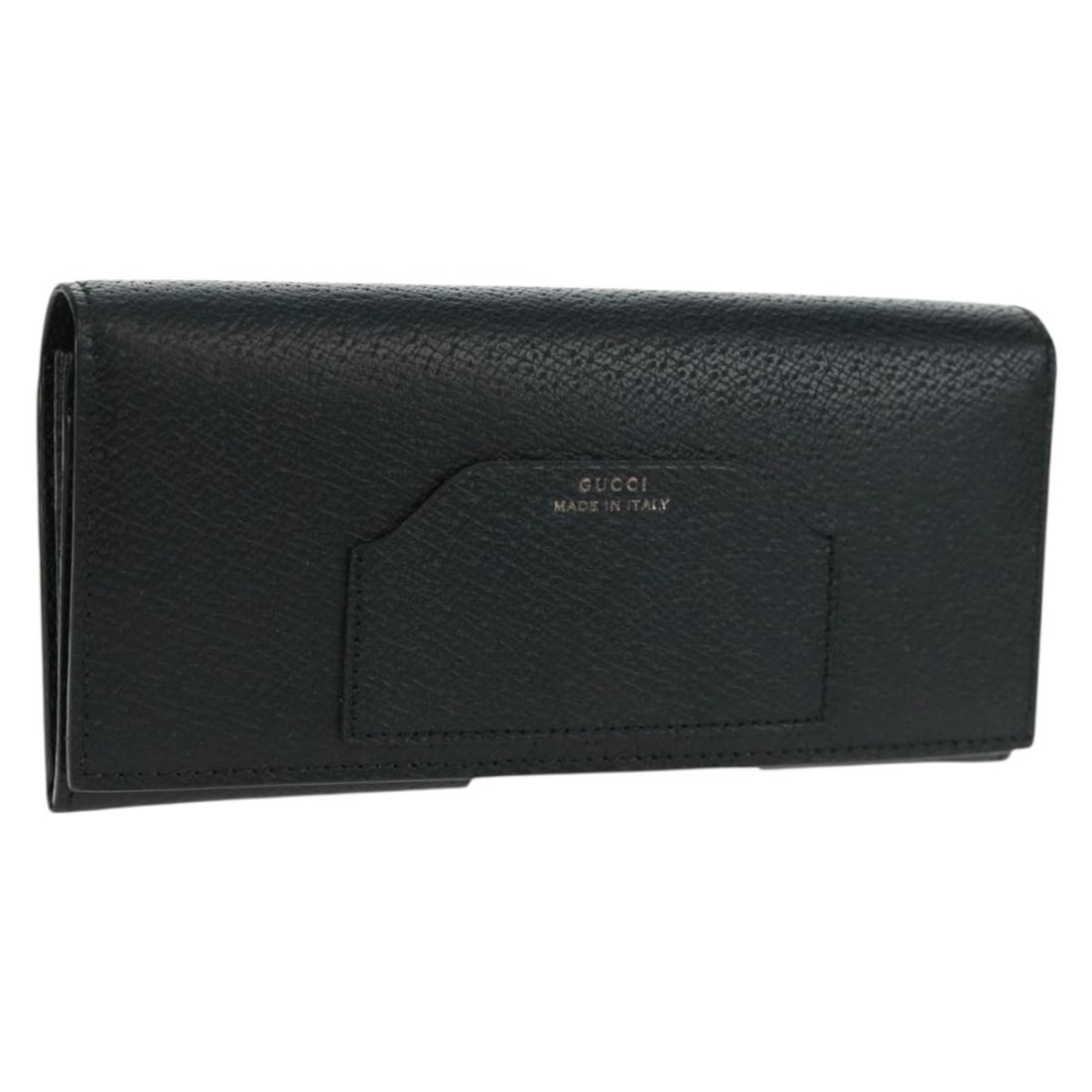 GUCCI 322104 Black Leather Long Wallet Silver Tone: GUCCI 322104 Black Leather Long Wallet Silver Tone Gucci long wallet in black and silver leather, made in Italy. This women's wallet comes with the original item box and is described as being in excel